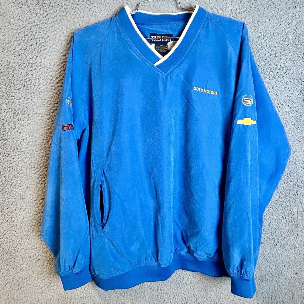 Y2K Gold MOTORS Golf Windbreaker Top Men's Chevy GM Cadillac Escalade Size L